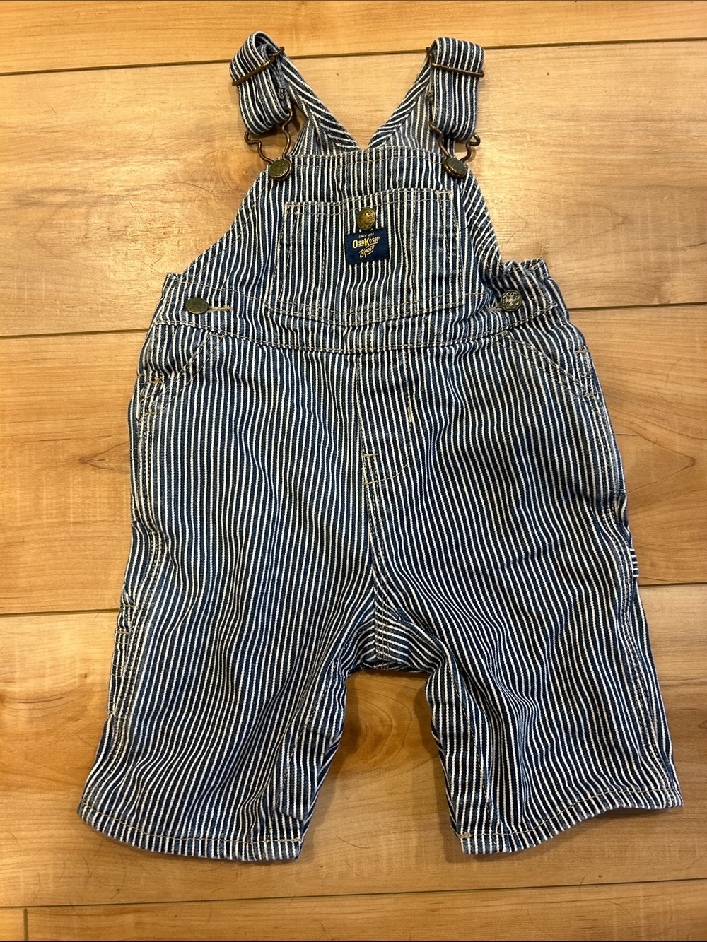 OshKosh B'gosh Navy and White Striped Toddler Overalls